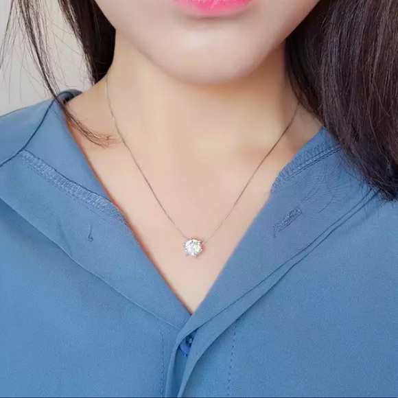 π Sterling Silver Diamond π Necklace - Picture 4 of 4